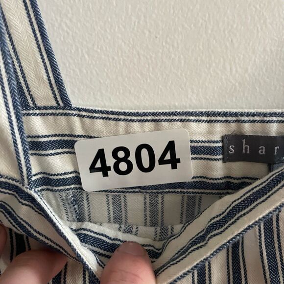 Sharagano Asymmetrical Button Striped Dress Blue Ivory Womens 10 Preppy Ret $119 - Picture 13 of 13